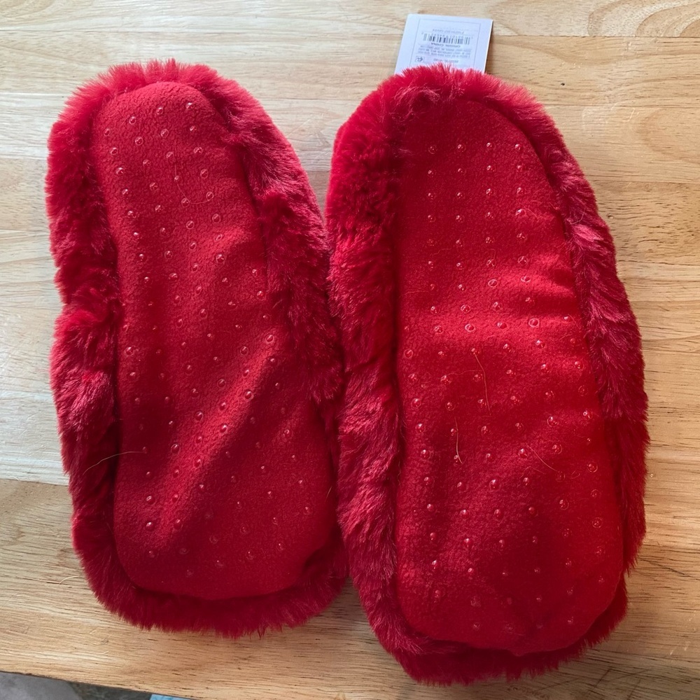 Cozy Red Fuzzy Slippers - Picture 2 of 2